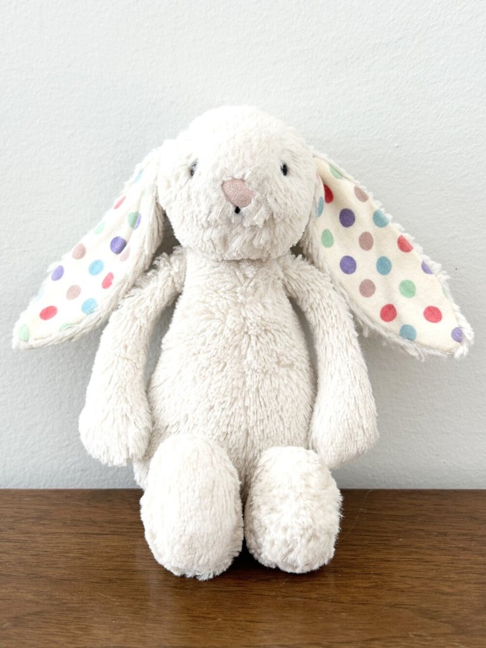 JELLYCAT Bashful Bunny Cream Polka Dot Ears 8” Small Stuffed Animal Toy Retired